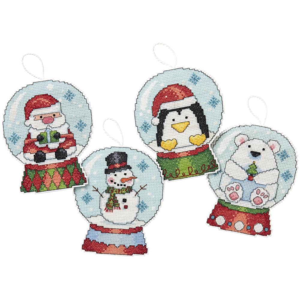 Hallmark Snow Globes Counted Cross Stitch Ornaments Kit
